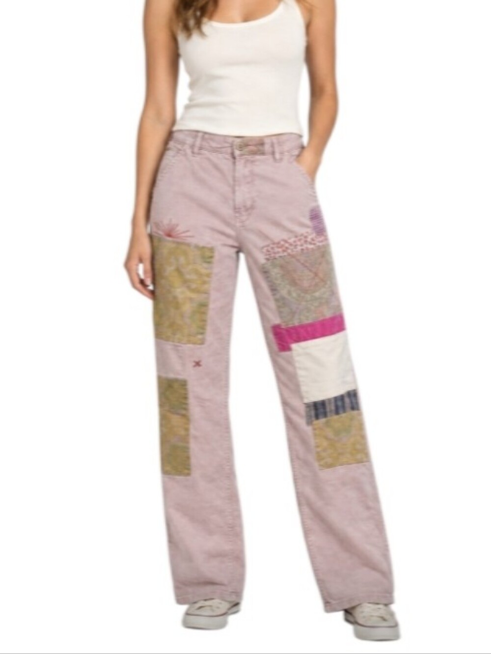 Pilcro Anthropologie The Roamer Patchwork Lavender Straight Leg Pants